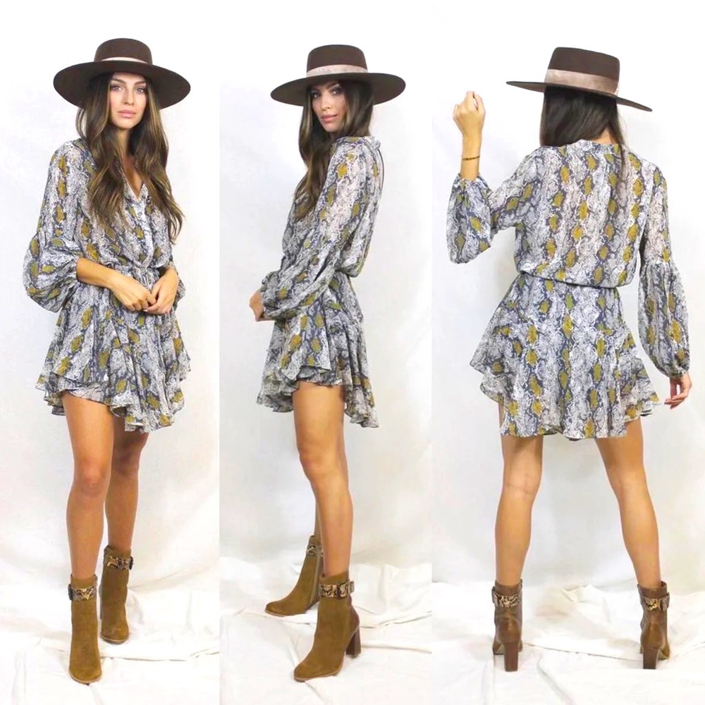 Fab’rik Snakeskin Python Button Down Billowy Ball… - image 1